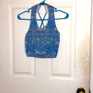 Blue Indie pattern crop top